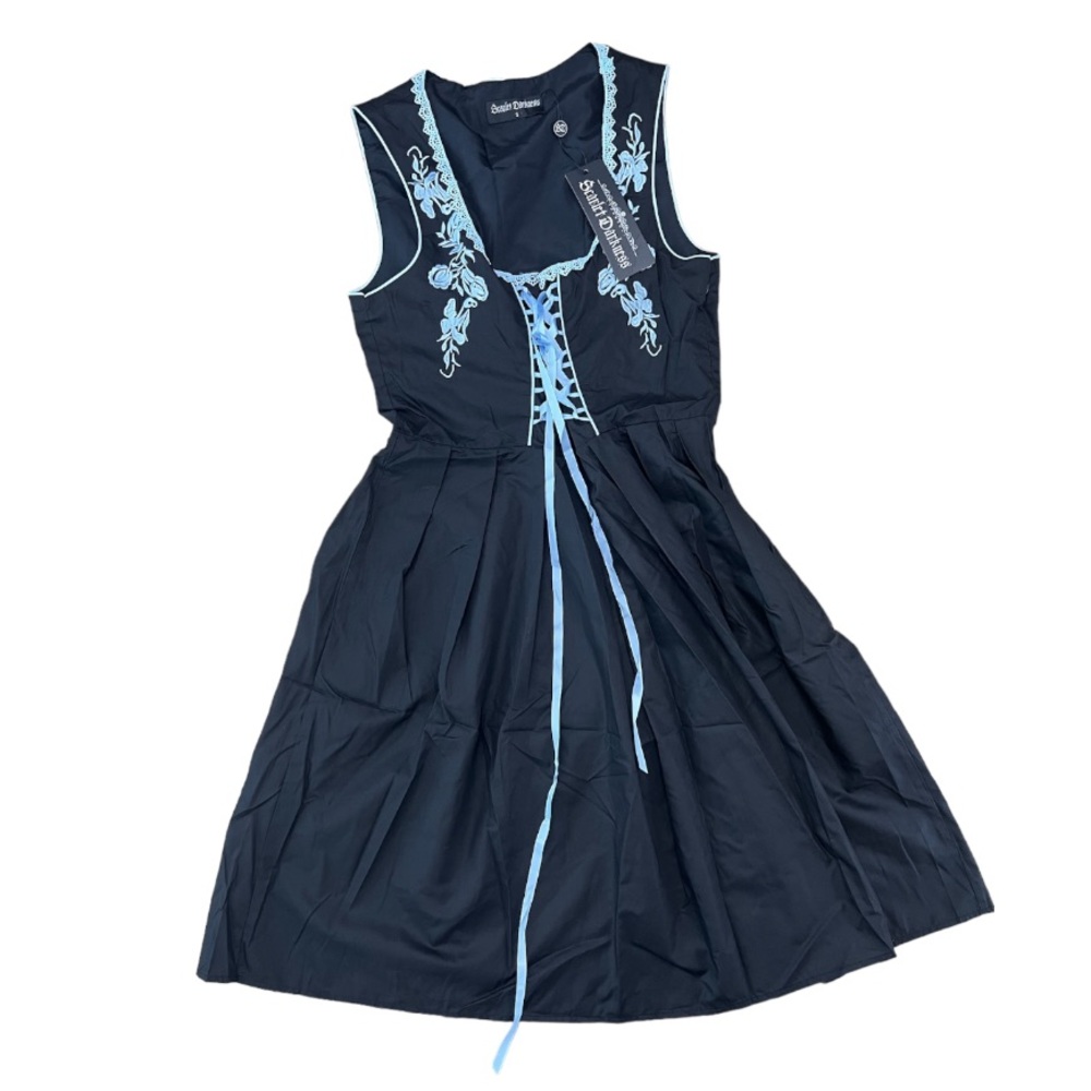 Scarlet Darkness Black Aqua Dirndl Dress Oktoberfest Goth Punk Cosplay Sz S